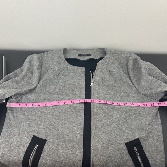 Elie Tahari Women's Zip Jacket Size XL Gray Heathered Black Accents - Picture 9 of 11